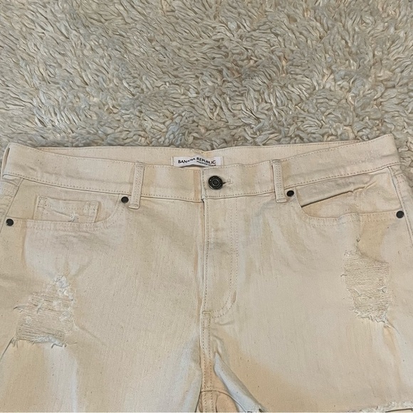 Banana Republic Shorts Womens Size 30 Tan Beige Cut Off Jean Shorts Denim - Picture 2 of 10